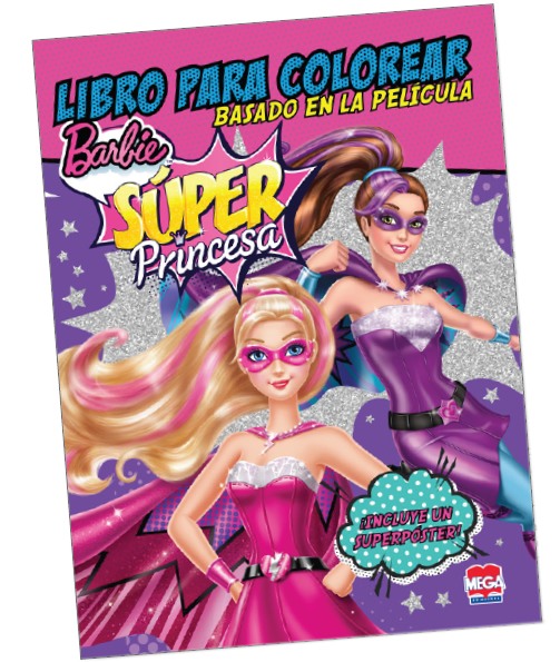 Barbie Súper Princesa Libro para colorear con póster